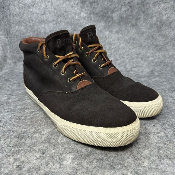 Polo Ralph Lauren Zale Sneakers Men Size Brown Leather Suede